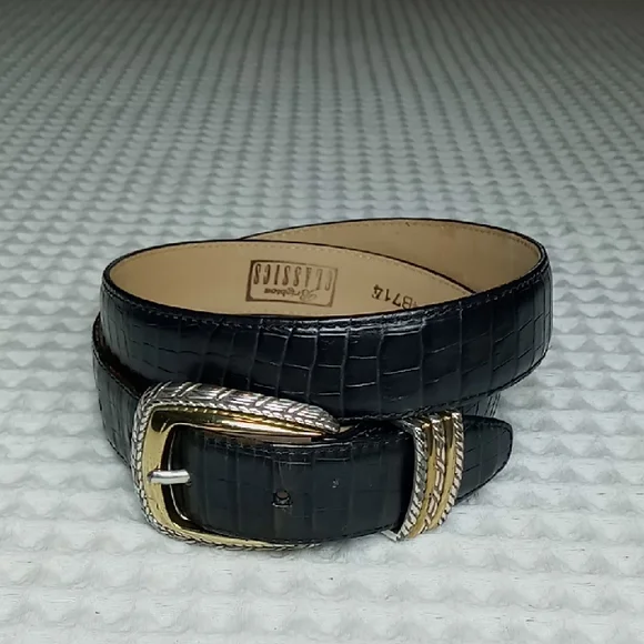 Brighton leather croc embossed gold silver two tone metallic BRIGHTON Croc Embossed Leather Zip Around | Mercari main image 3